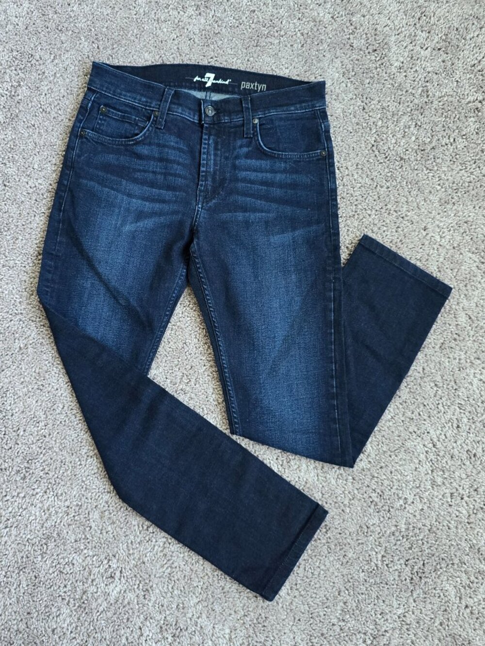 7 For All Mankind Paxtyn Skinny Jeans Mens 31x28 Dark Wash Blue Stretch Denim